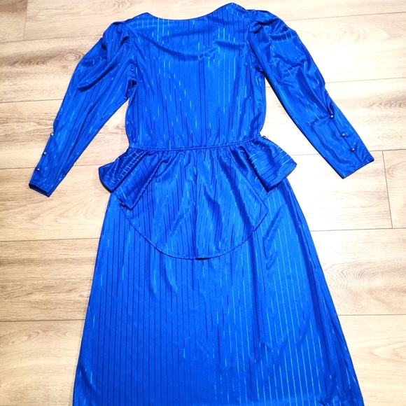 Beautiful Vintage Cobalt Blue Frilly Dress 80s - Picture 6 of 8